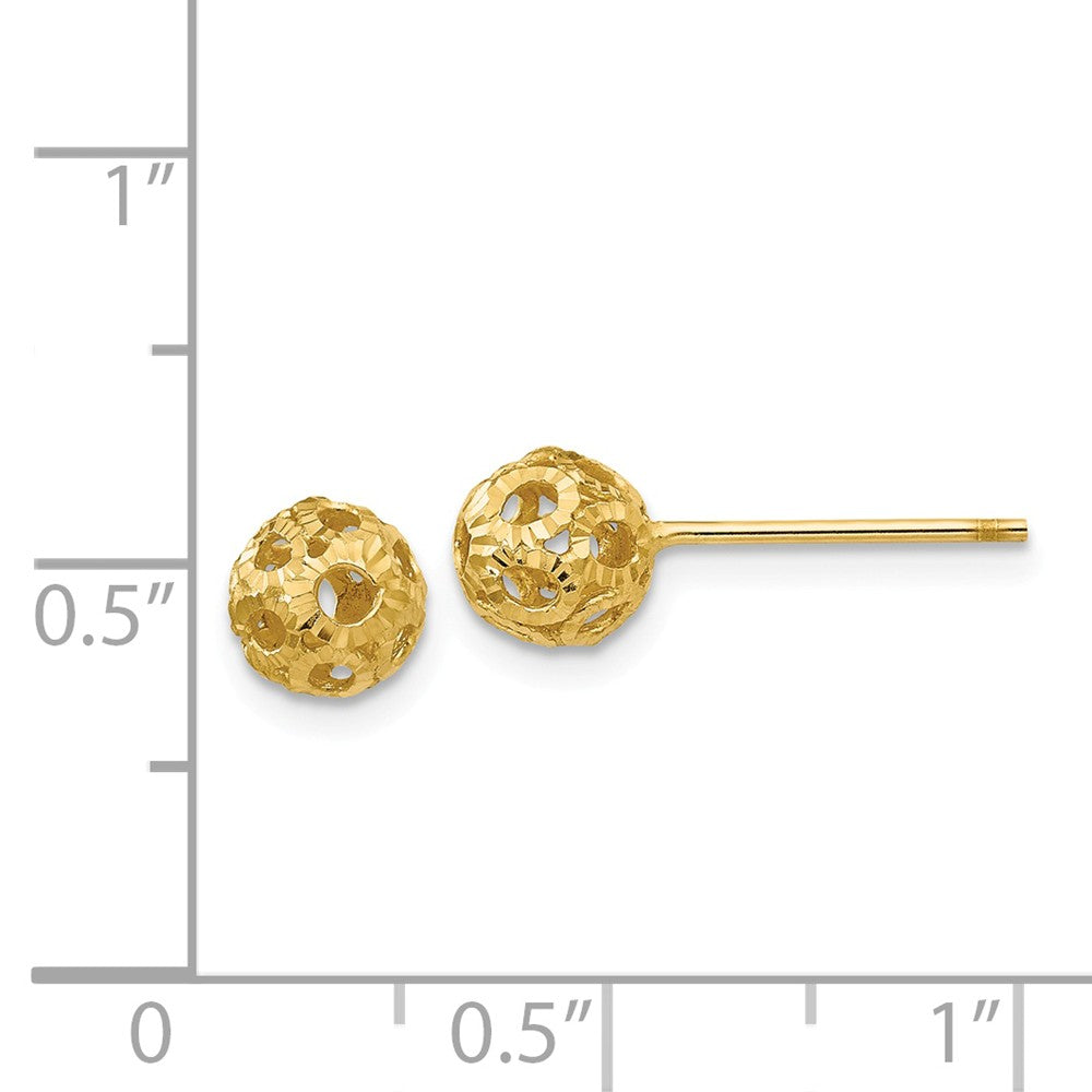 14K Open Diamond Cut Ball Post Earrings