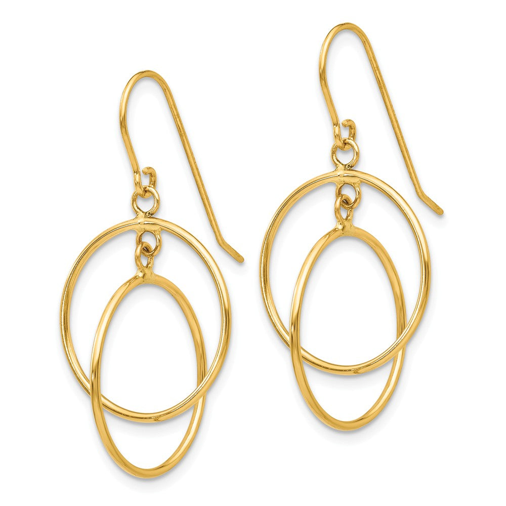 14K Polished Circles Dangle Earrings