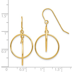 14k Polished Circles Dangle Earrings