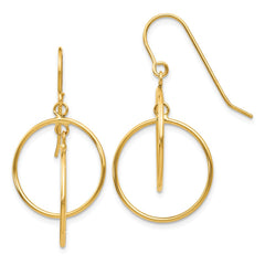 14K Polished Circles Dangle Earrings