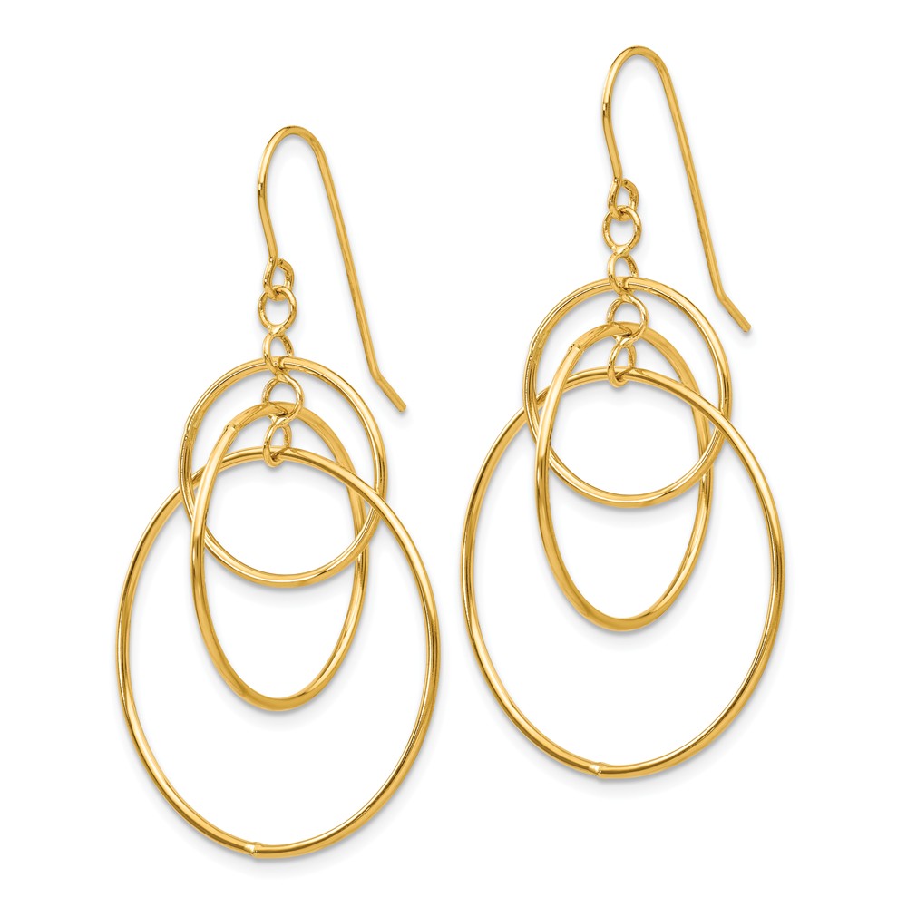 14K Polished Circles Dangle Earrings