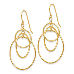 14K Polished Circles Dangle Earrings