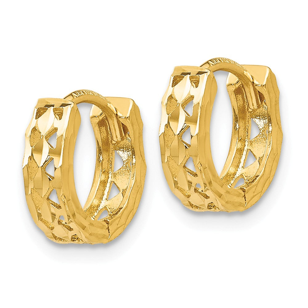 14K Cut-out Design Hinged Hoop Earrings