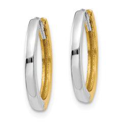 14K Two-tone Round Hinged Hoop Earrings