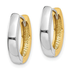 14K Two-tone Round Hinged Hoop Earrings