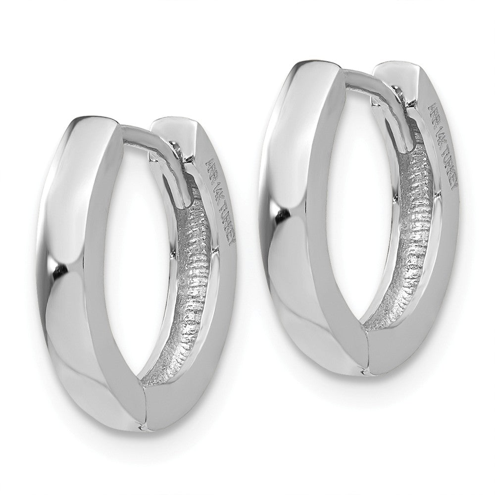 14K White Gold Round Hinged Hoop Earrings