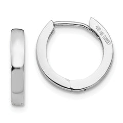 14K White Gold Round Hinged Hoop Earrings