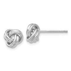 14K White Gold Polished Love Knot Post Earrings