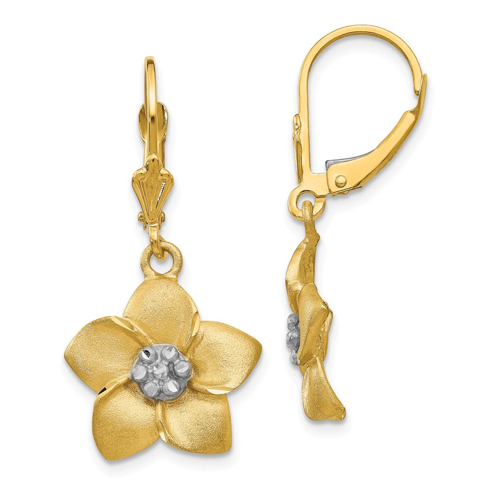 14K and Rhodium Plumeria Earrings