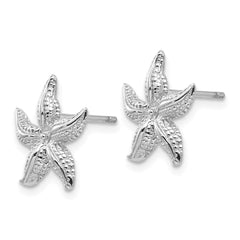 14K White Gold  Starfish Earrings