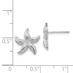 14k White Gold Polished & Textured Starfish Post Earrings