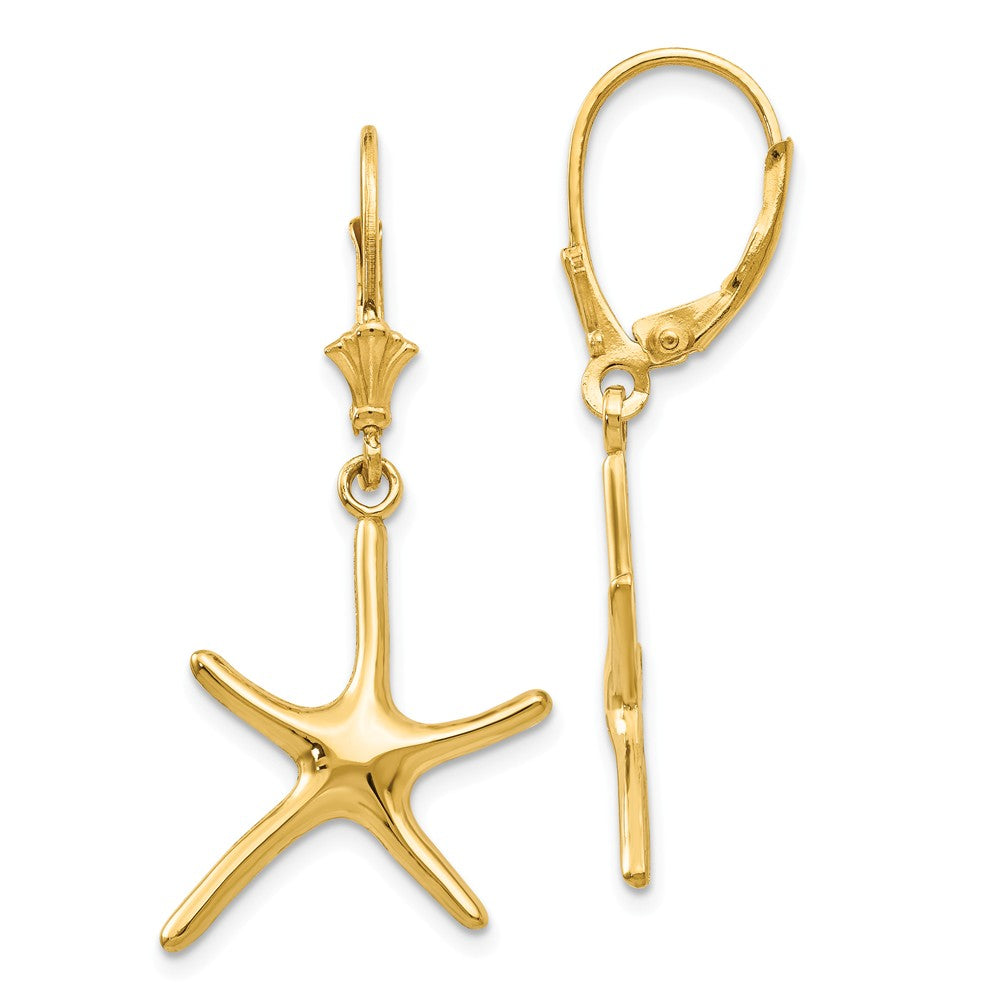 14K Dancing Starfish Leverback Earrings