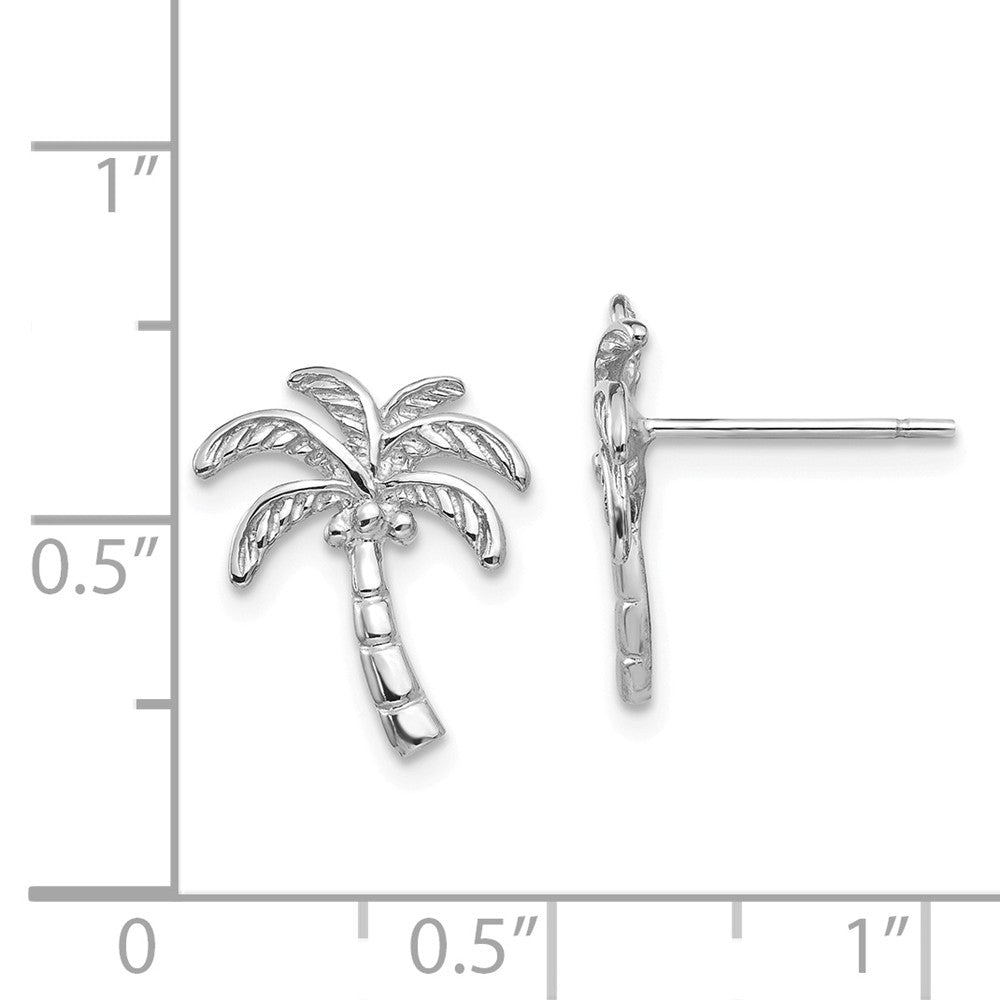 14k White Gold Palm Tree Post Earrings