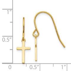 14k Dangle Cross Shepherd Hook Earrings