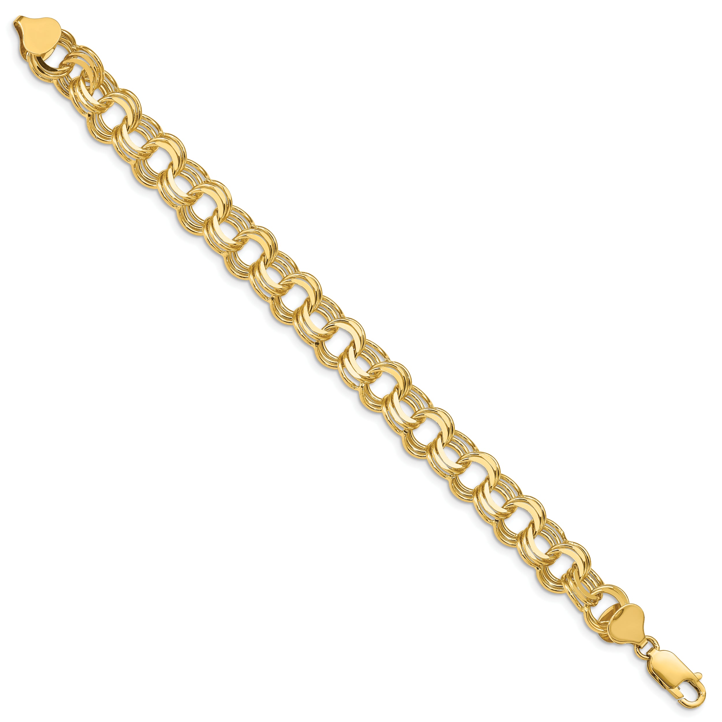 14k Triple Link Charm Bracelet