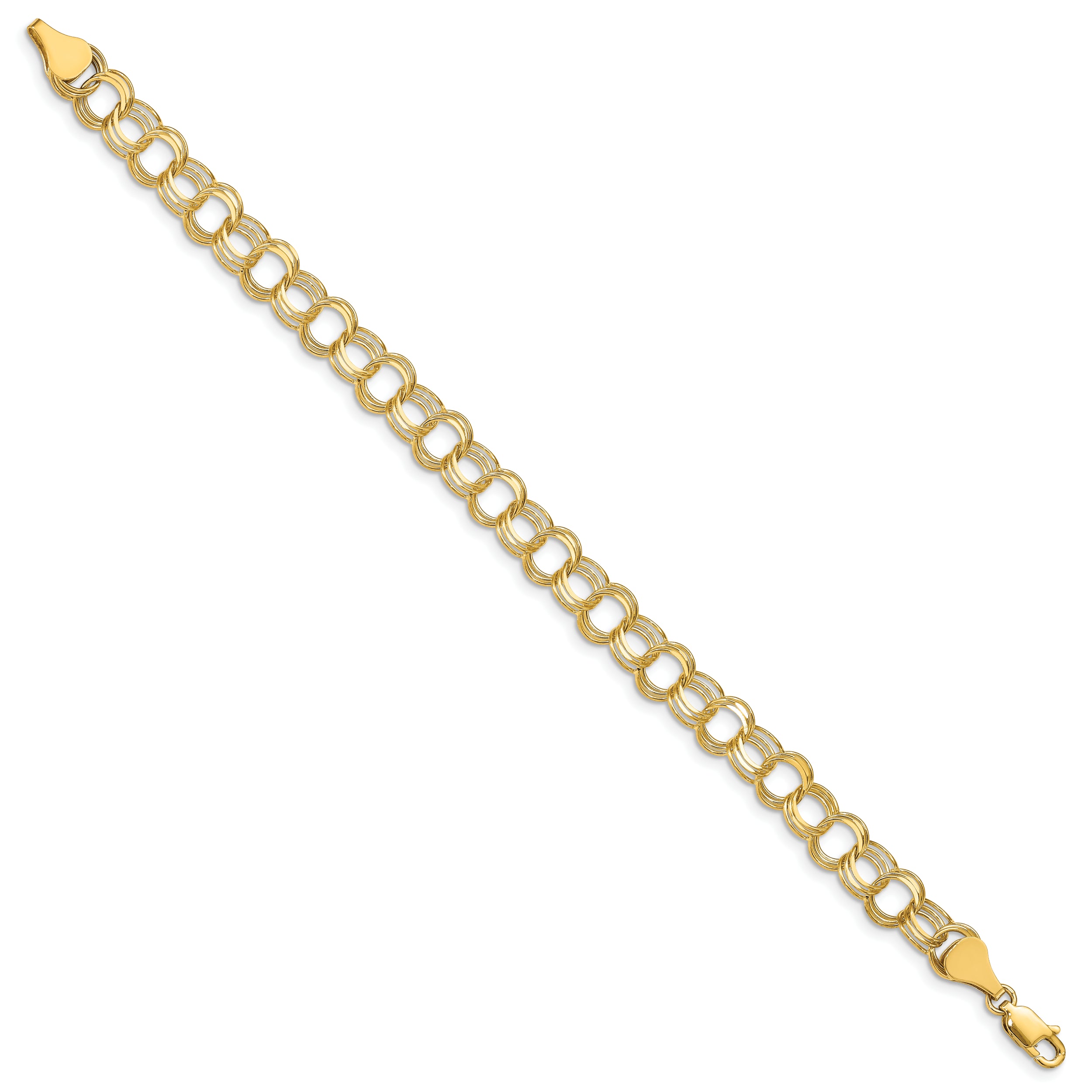 14k Triple Link Charm Bracelet