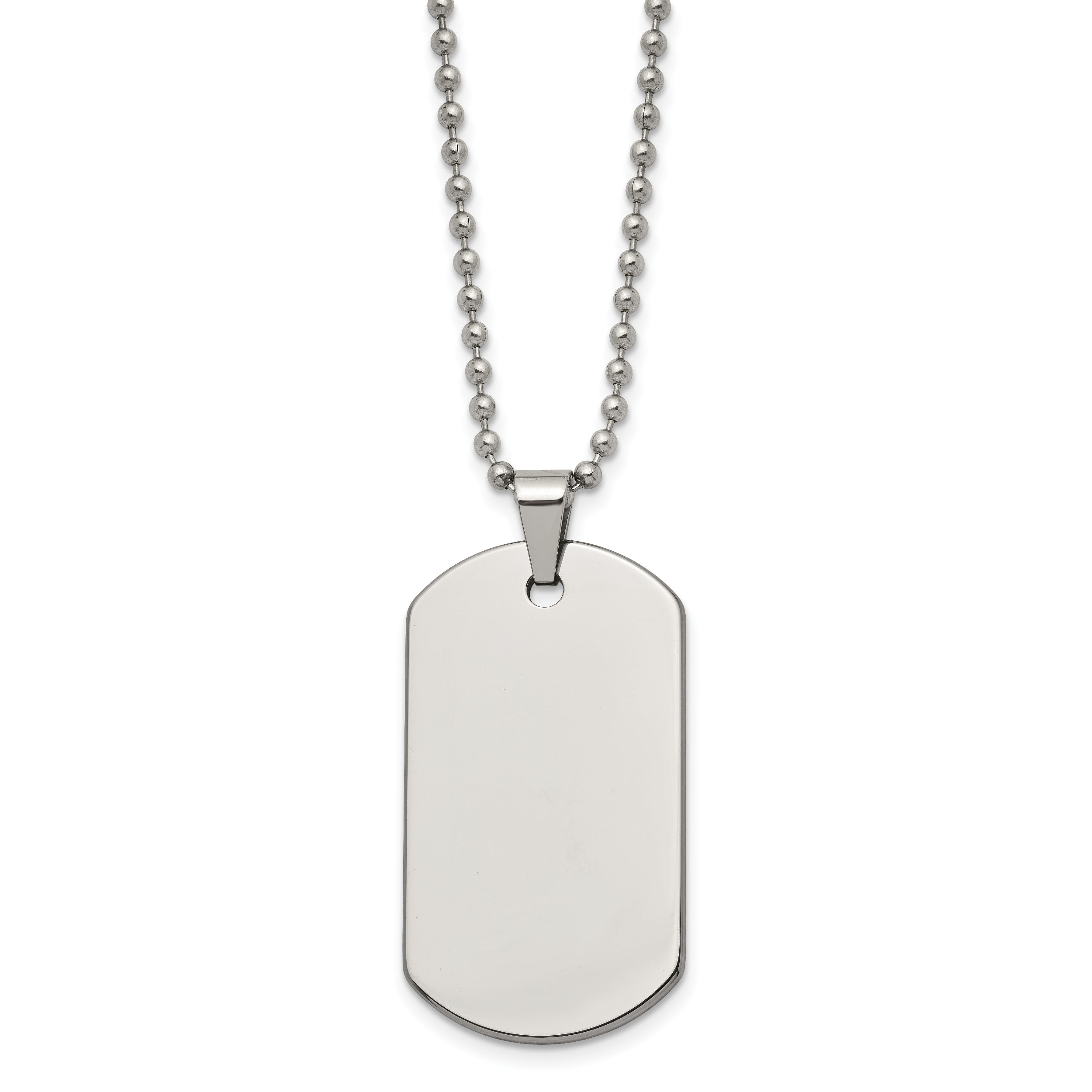 Chisel Tungsten Polished Dog Tag 22 inch Necklace