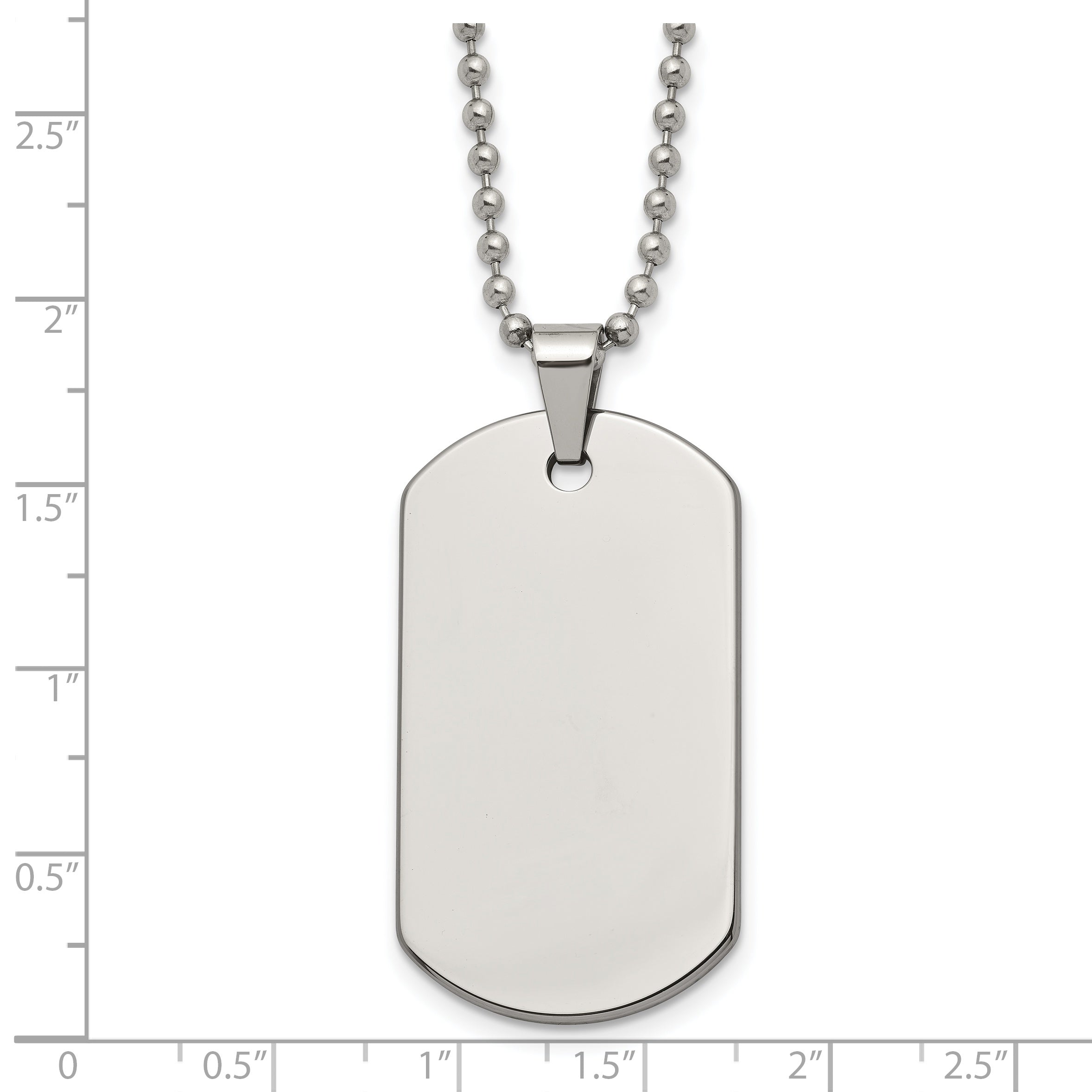 Chisel Tungsten Polished Dog Tag 22 inch Necklace