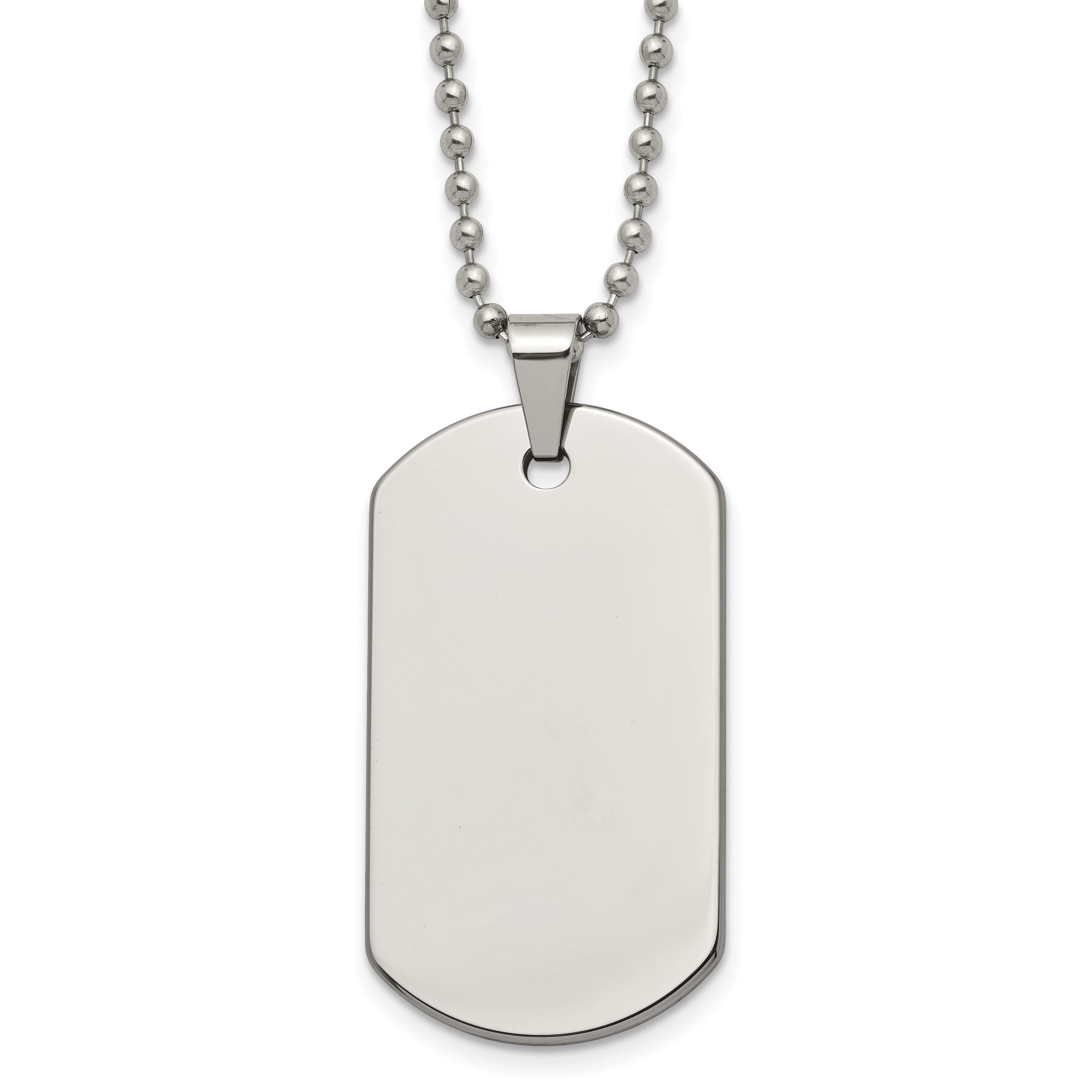 Chisel Tungsten Polished Dog Tag 22 inch Necklace