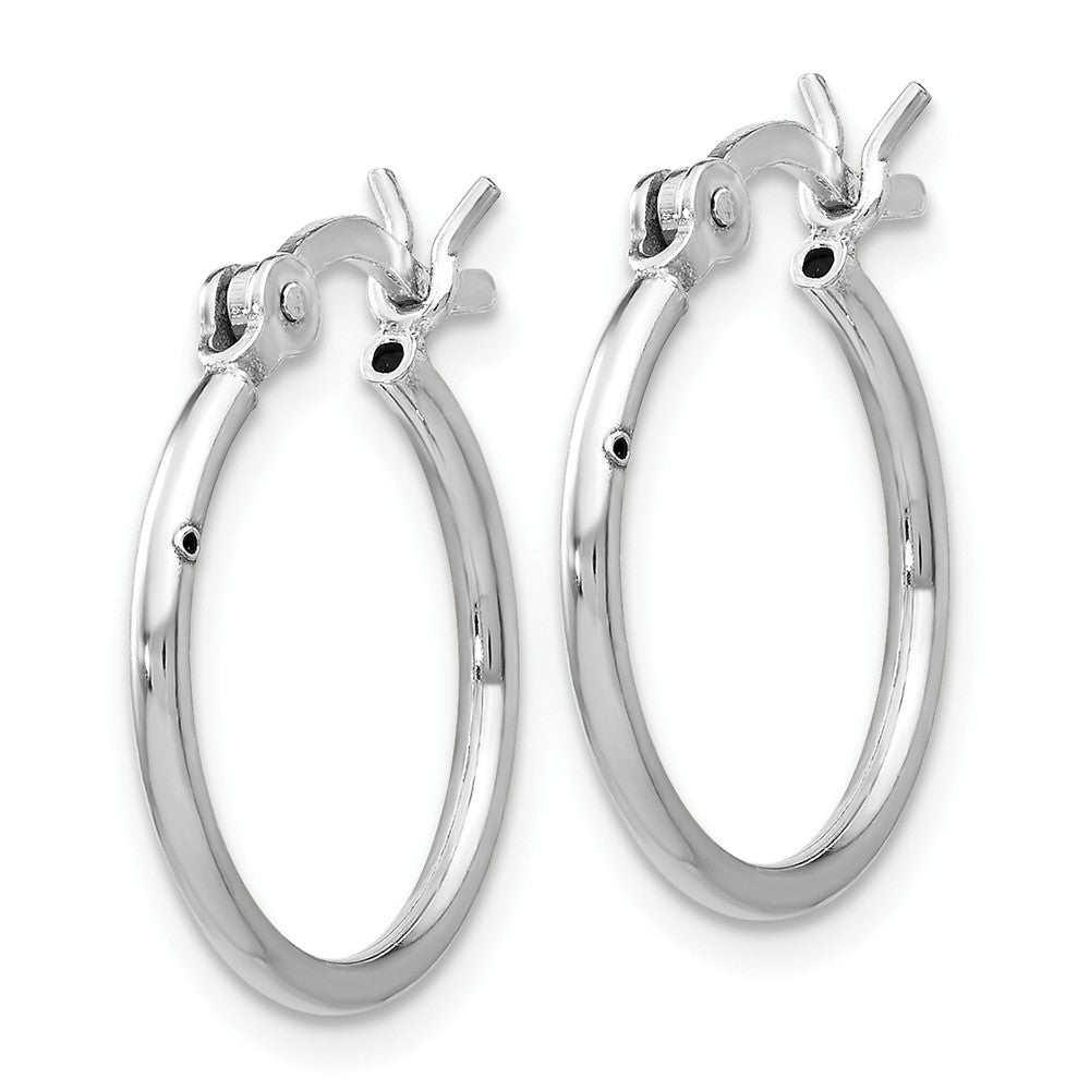 Sterling Silver Rhodium-plated Polished Hinged Hoop Earrings