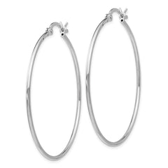 Sterling Silver Rhodium-plated Polished Hinged Hoop Earrings