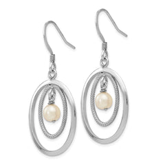 Sterling Silver Rhodium-plated FW Cultured Pearl Dangle Earrings