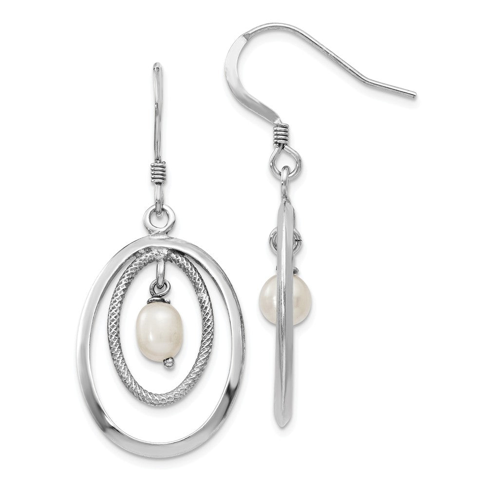 Sterling Silver Rhodium-plated FW Cultured Pearl Dangle Earrings