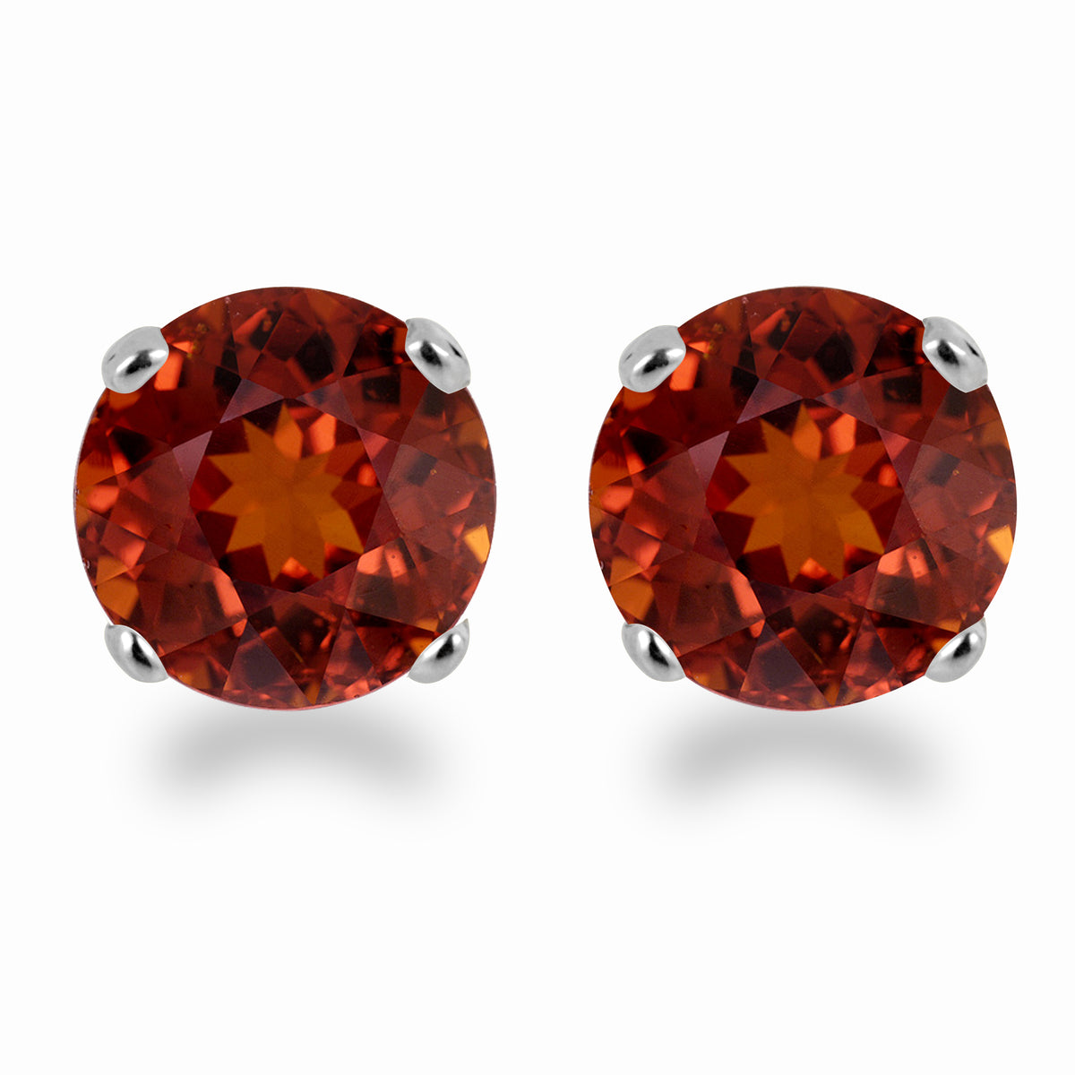 14K White Gold 3mm Round Garnet Stud Earrings