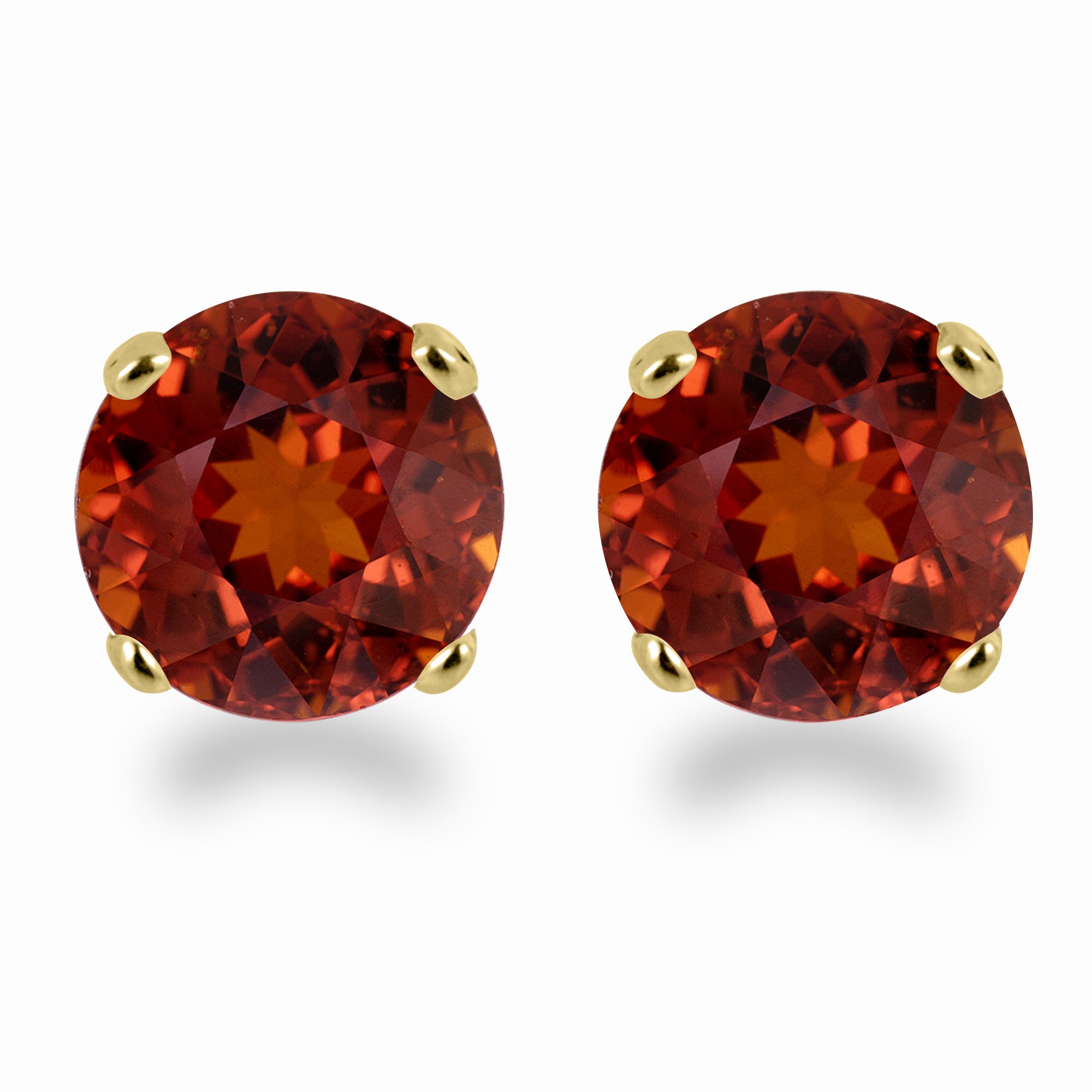 14K Yellow Gold 3mm Round Garnet Stud Earrings