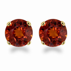 14K Yellow Gold 5mm Round Garnet Stud Earrings