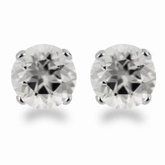 14K White Gold 4mm Round White Topaz Stud Earrings