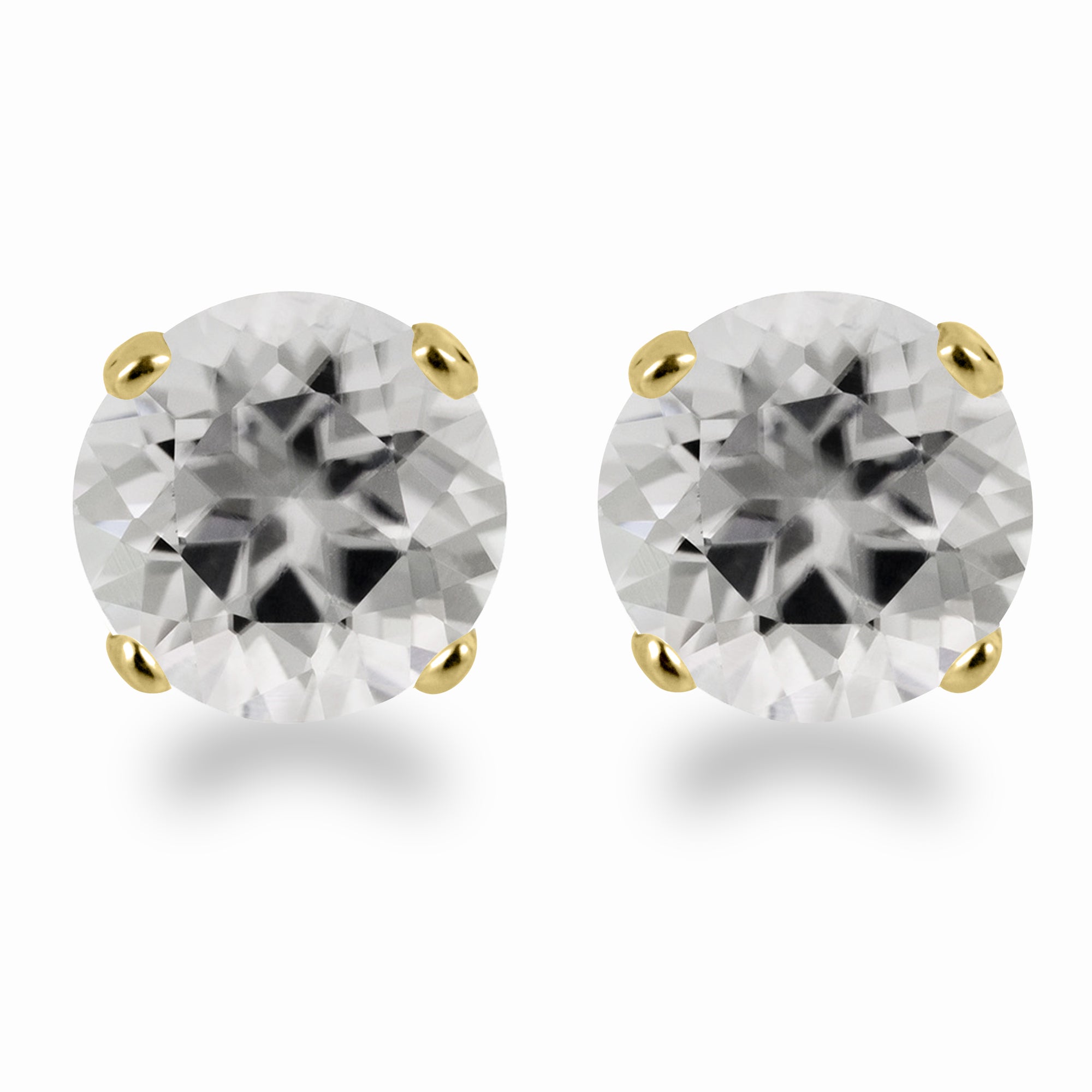 14K Yellow Gold 3mm Round Yellow Topaz Stud Earrings