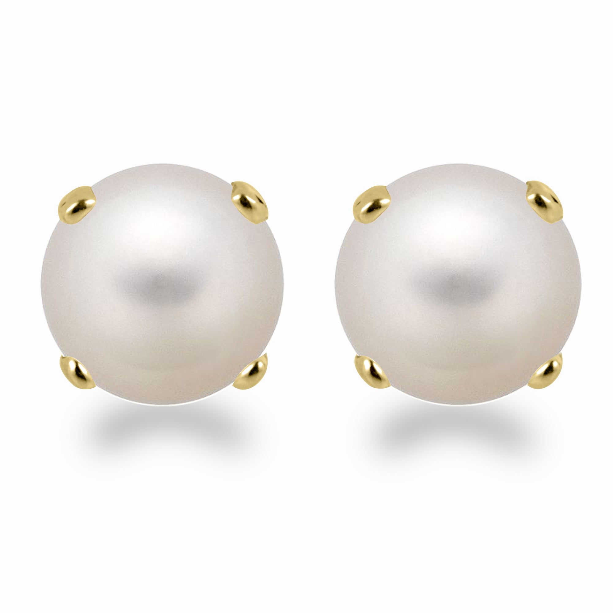 14K Yellow Gold 3mm Round Cultured Pearl Stud Earrings