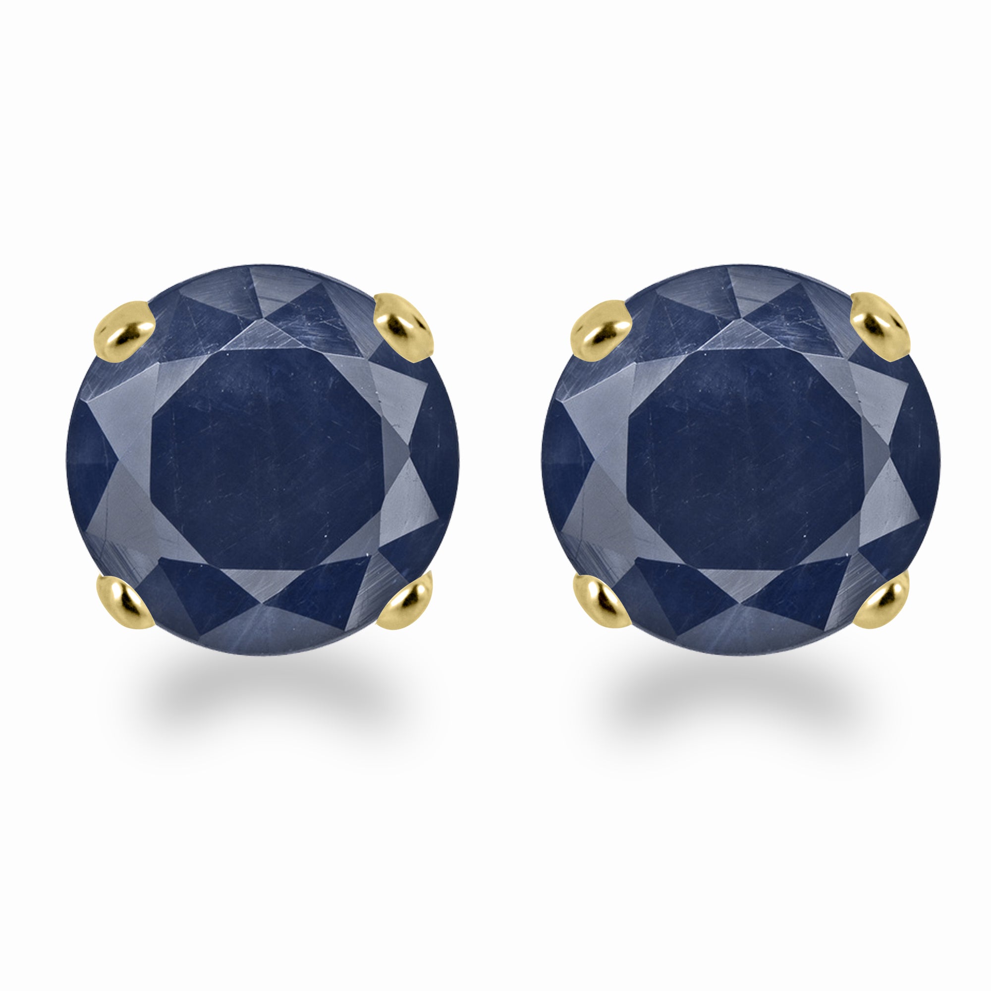 14K Yellow Gold 3mm Round Sapphire Stud Earrings