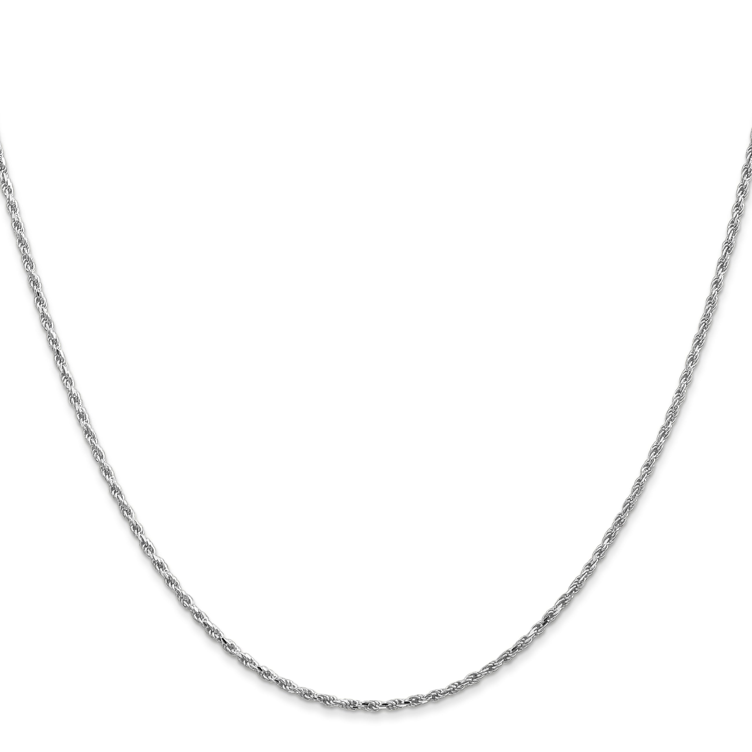 14K White Gold 14 inch 1.3mm Diamond-cut Machine Made Rope with Lobster Clasp Chain Chain