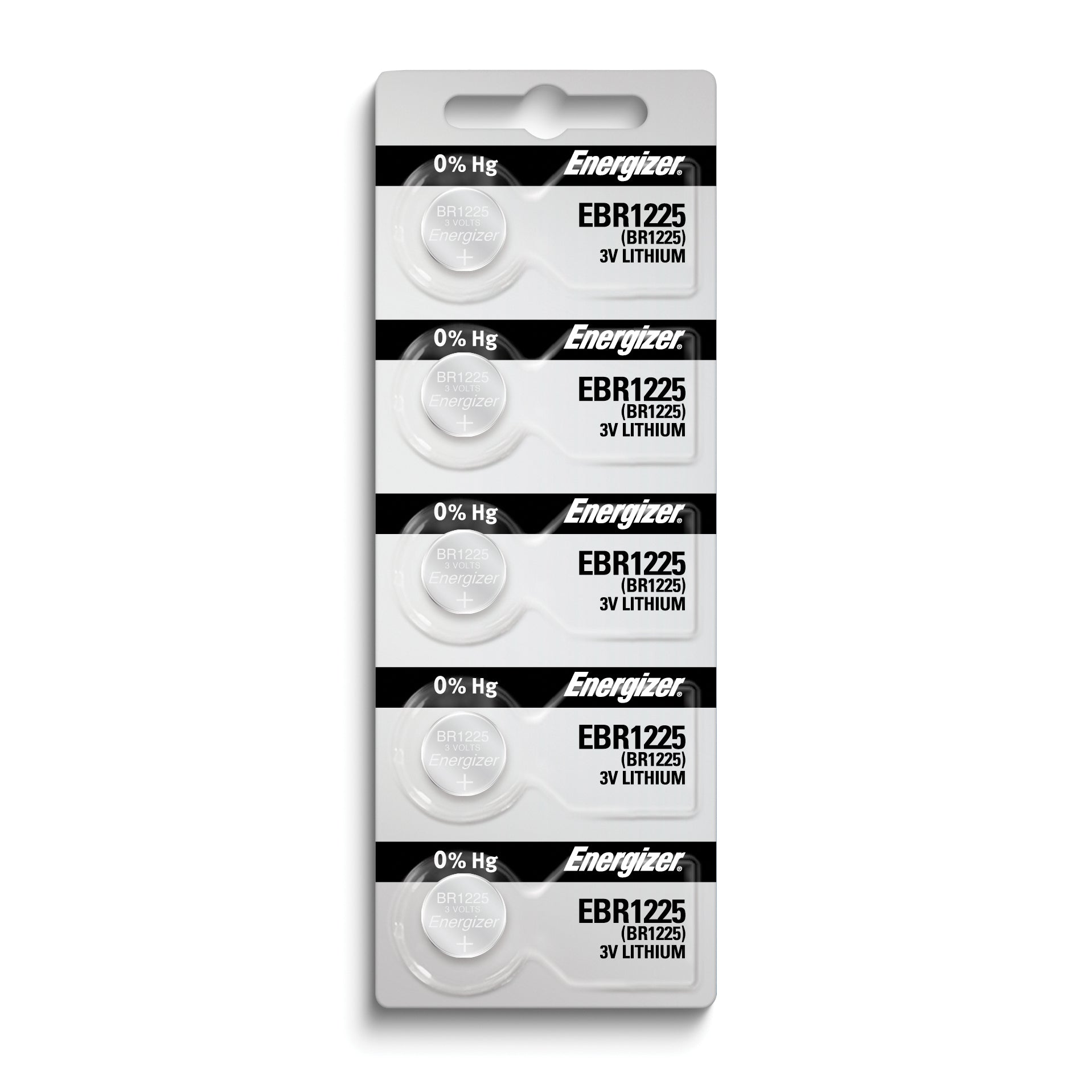 Pkg/(5) Type 1225 Energizer Lithium Batteries Tear Strip