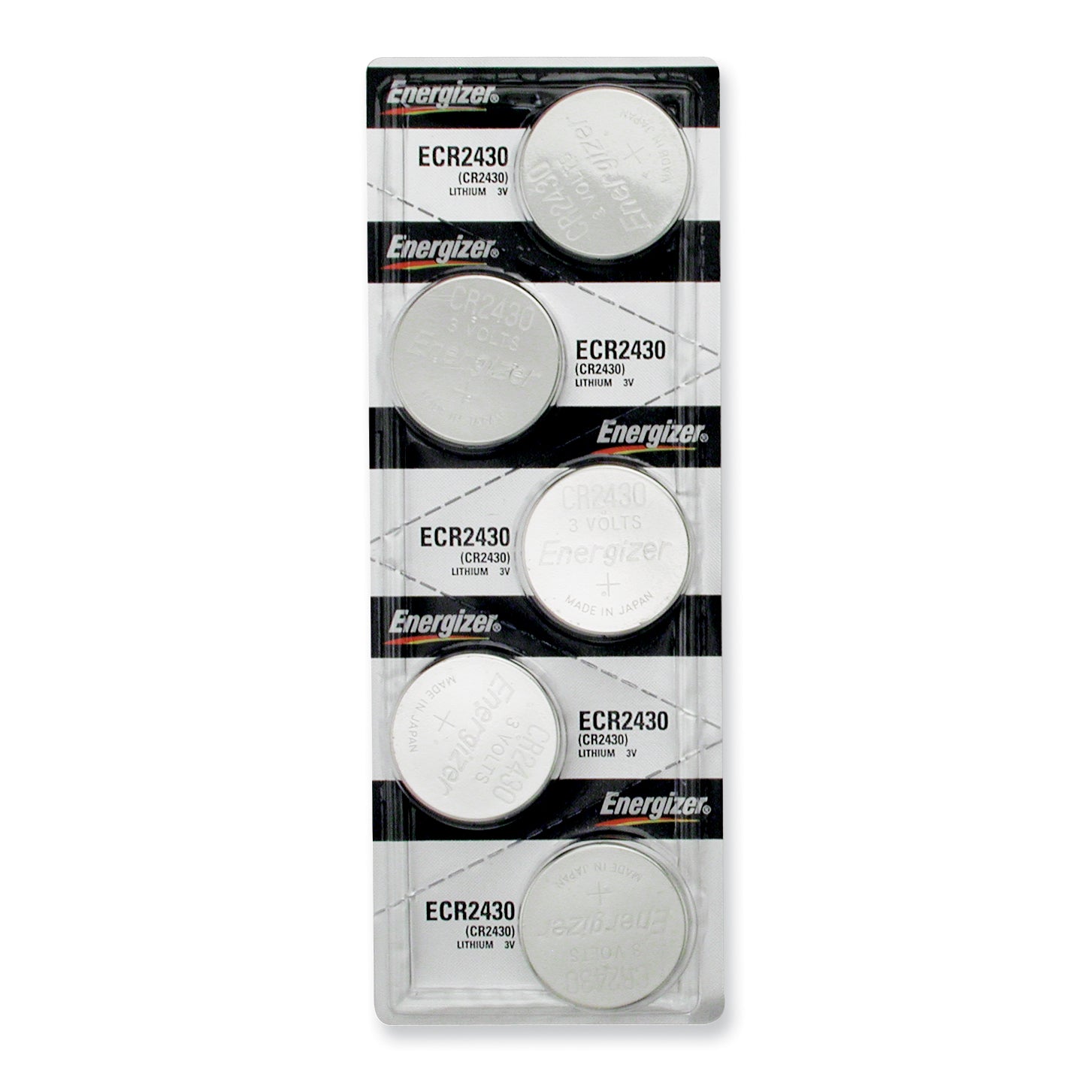 Pkg/(5) Type 2430 Energizer Lithium Batteries Tear Strip