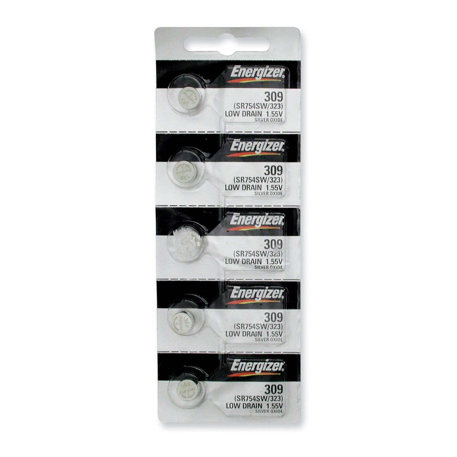 Pkg/(5) Type 309/393 Energizer Watch Batteries Tear Strip