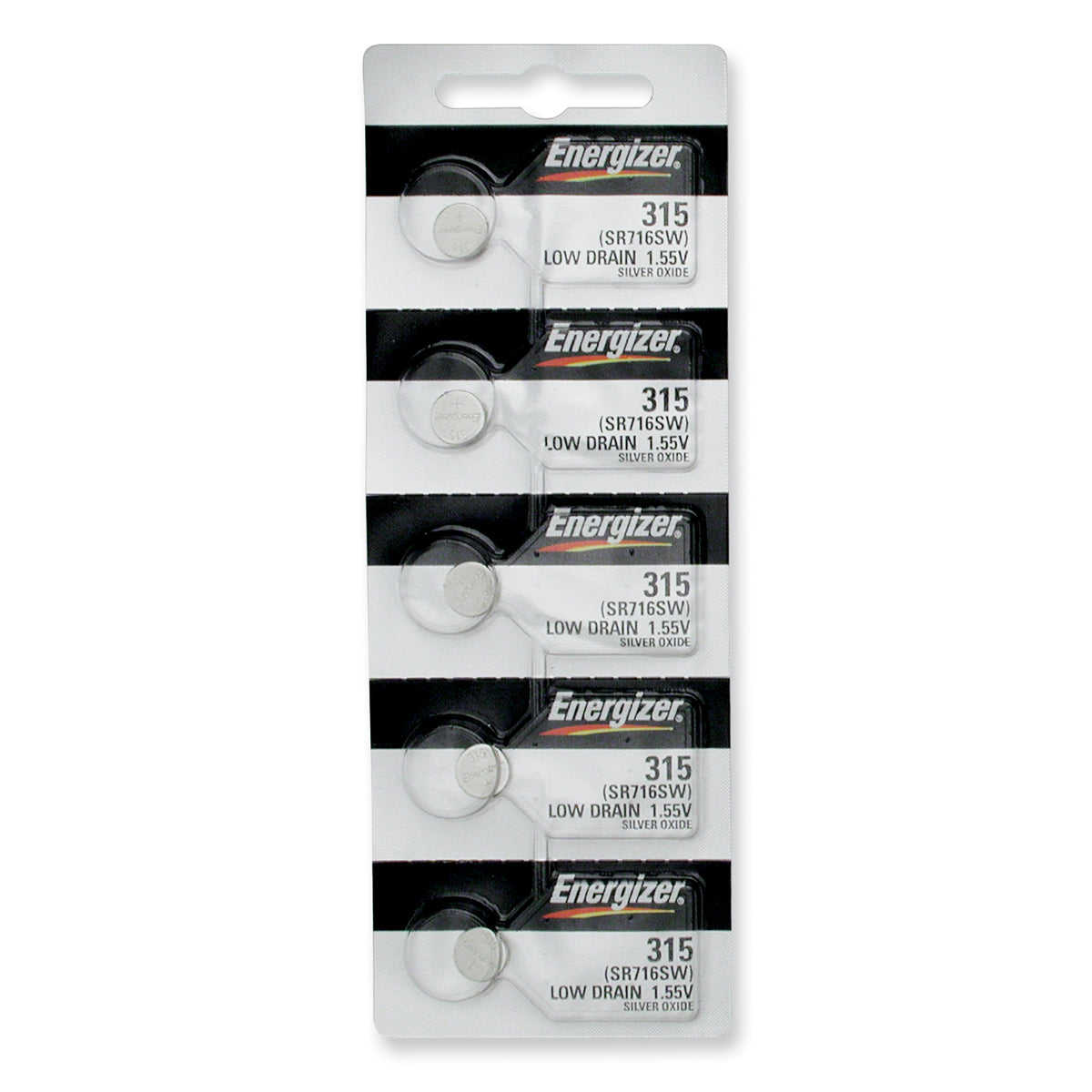 Pkg/(5) Type 315 Energizer Watch Batteries Tear Strip