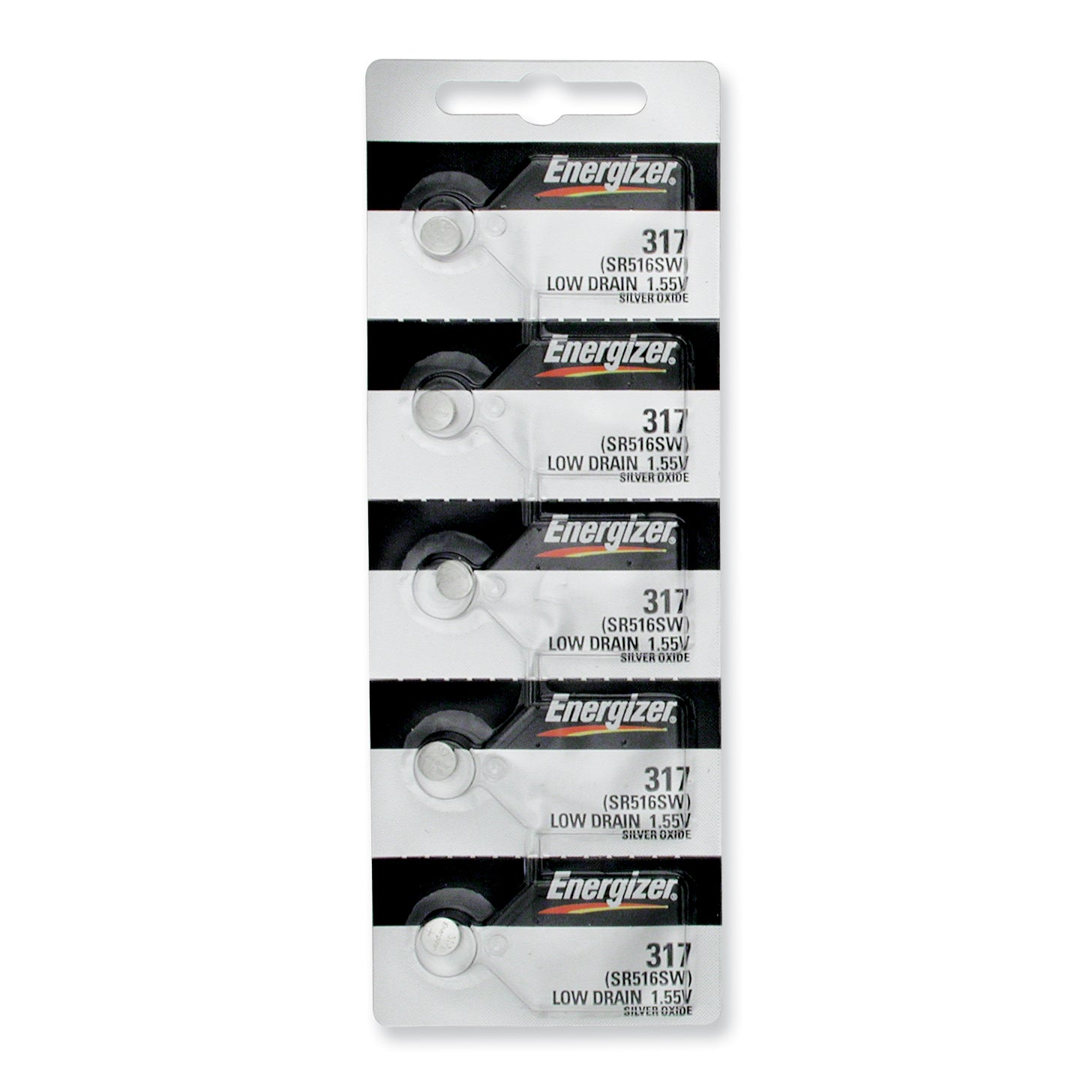 Pkg/(5) Type 317 Energizer Watch Batteries Tear Strip