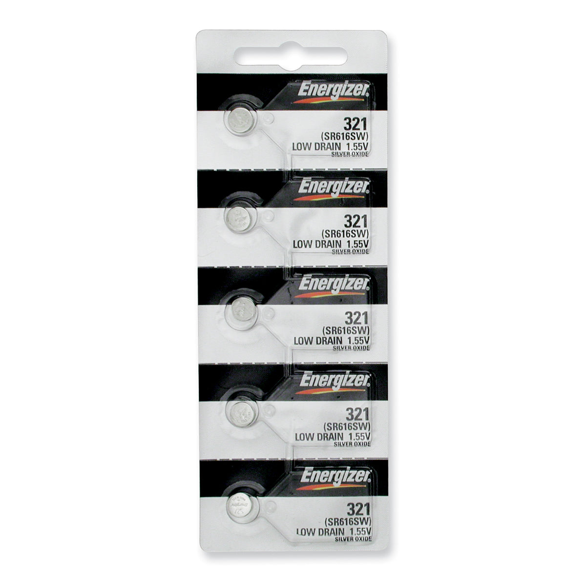 Pkg/(5) Type 321 Energizer Watch Batteries Tear Strip