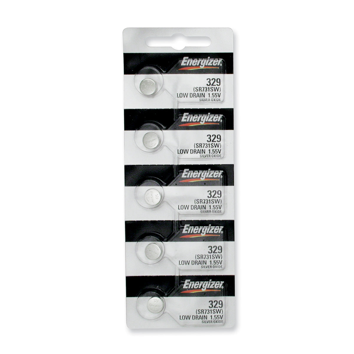 Pkg/(5) Type 329 Energizer Watch Batteries Tear Strip