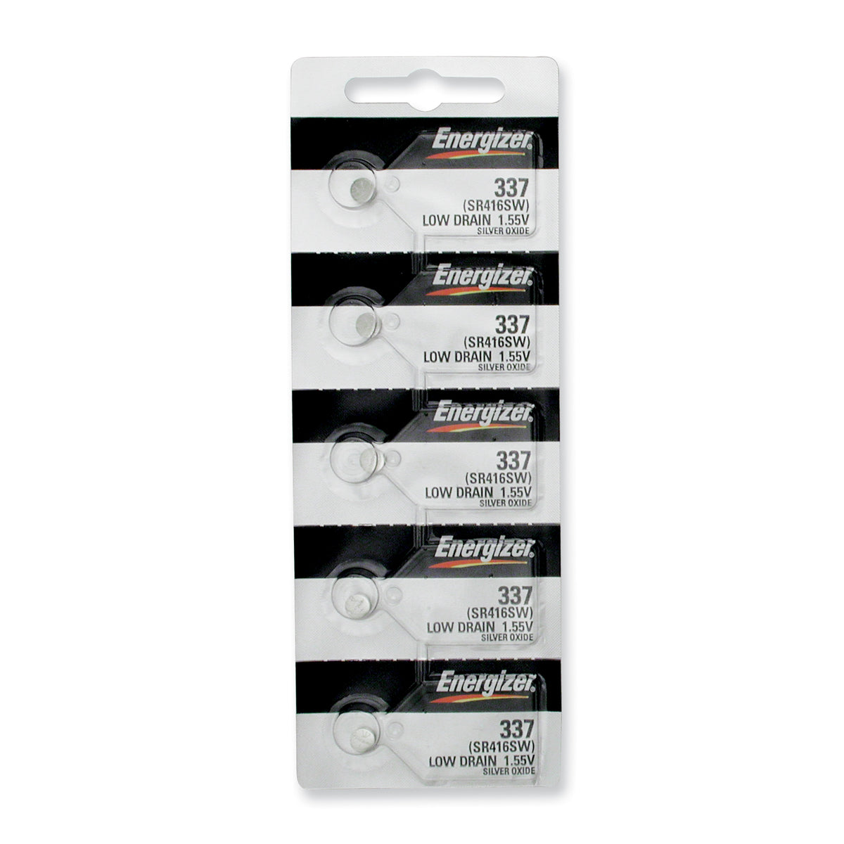 Pkg/(5) Type 337 Energizer Watch Batteries Tear Strip