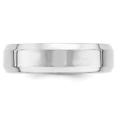 10k White Gold 6mm Beveled Edge Comfort Fit Wedding Band Size 4