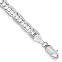 14K White Gold 8 inch 5.25mm Concave Anchor with Lobster ClaspBracelet