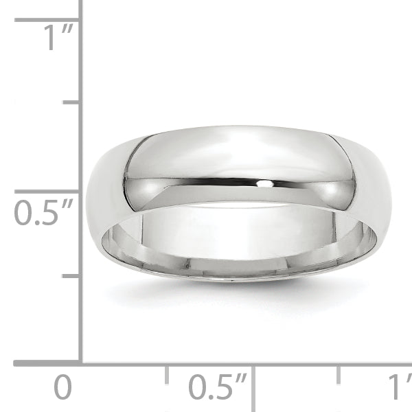 10k White Gold 6mm Lightweight Comfort Fit Wedding Band Size 4