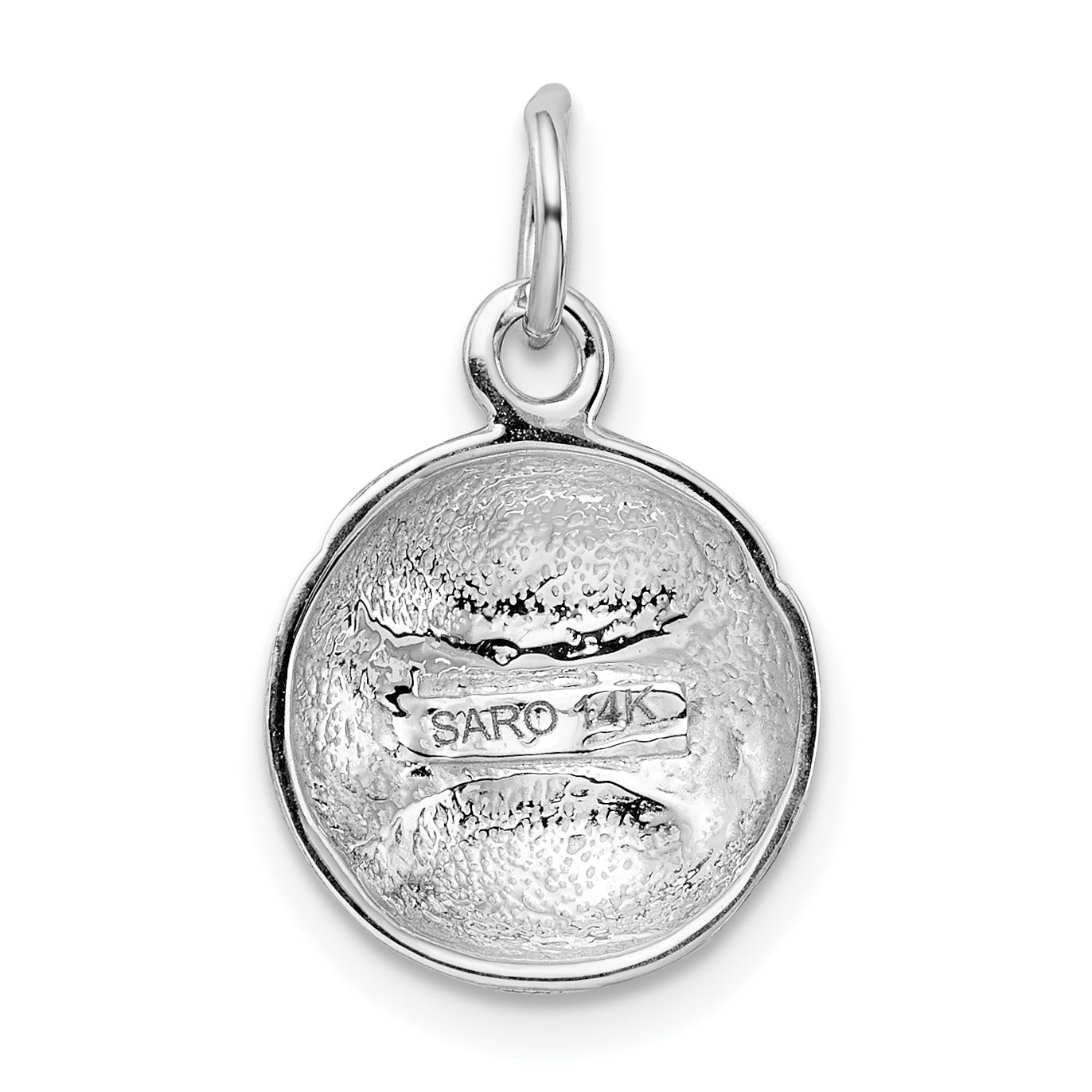 14K White Gold Baseball Charm