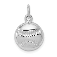 14k White Gold Baseball Charm