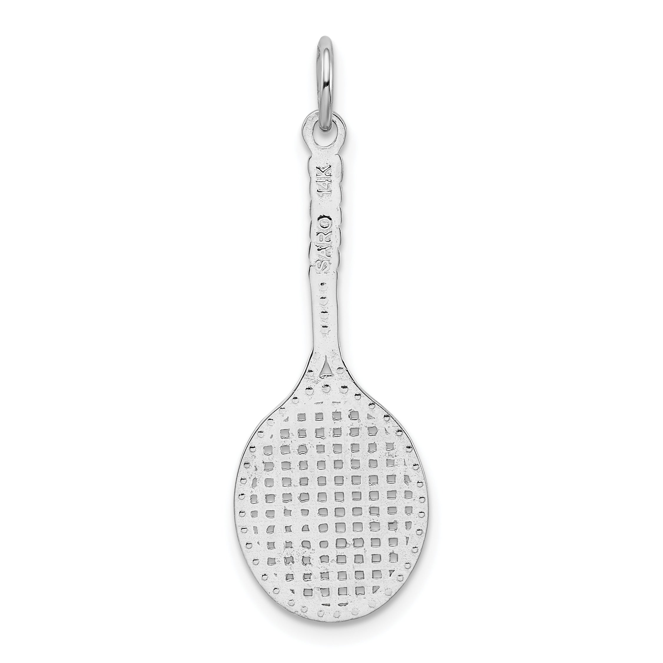 14K White Gold Tennis Racquet Charm