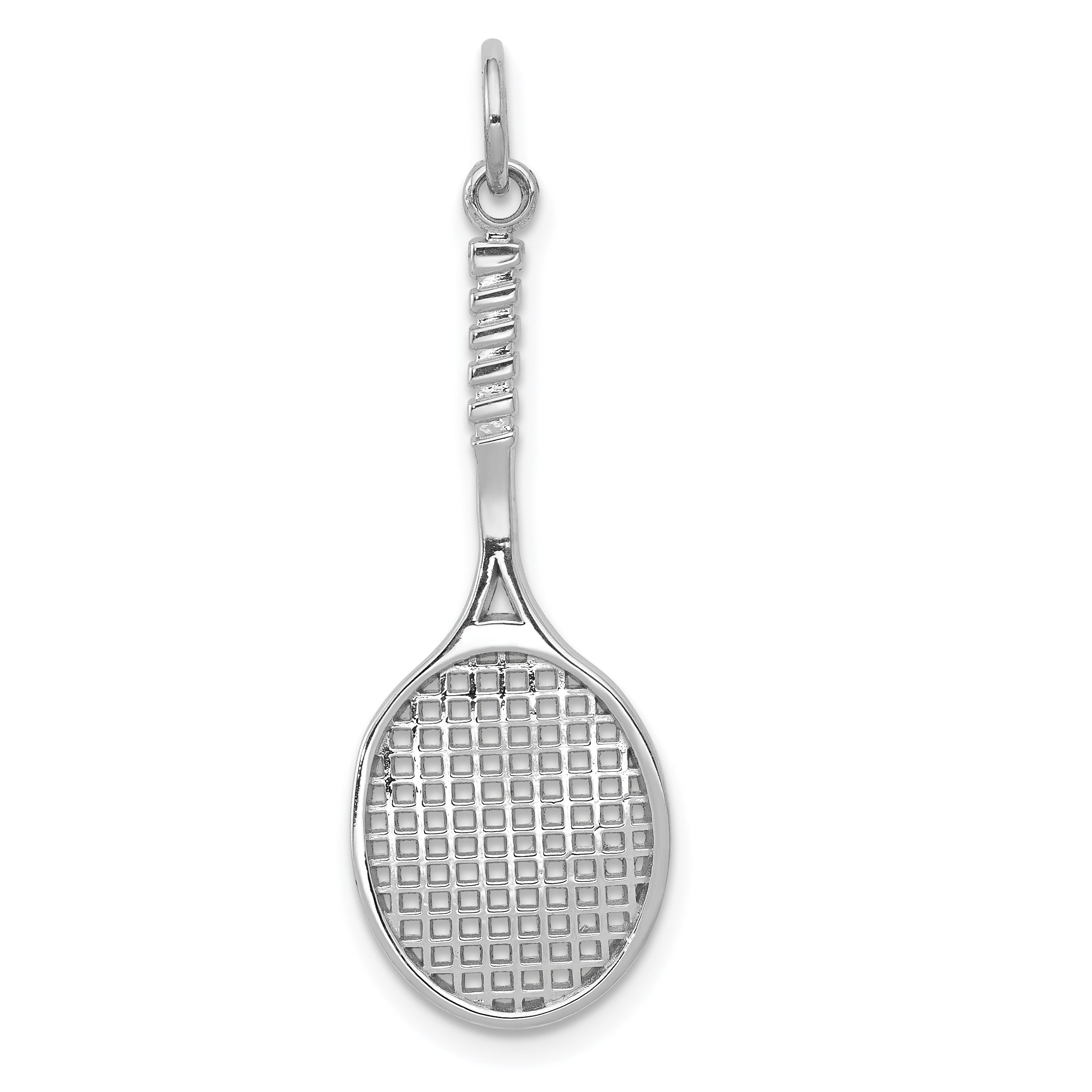 14k White Gold Tennis Racquet Charm